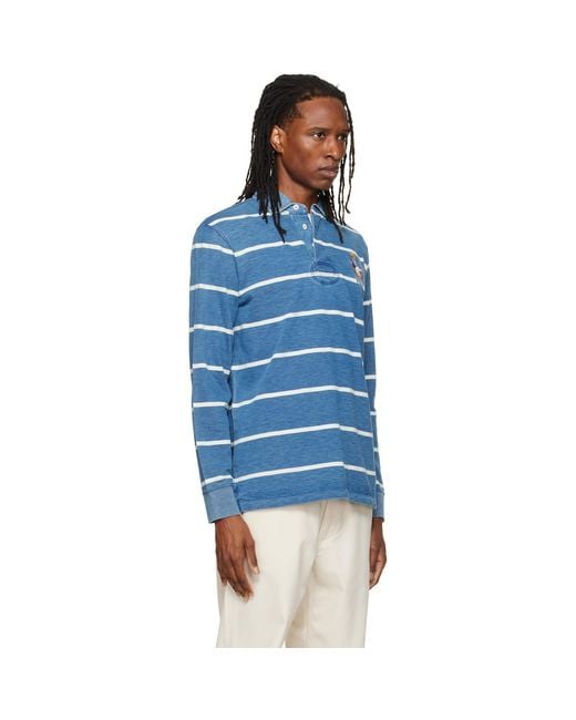Polo Ralph Lauren Blue Classic Fit Polo Bear Rugby Polo for men