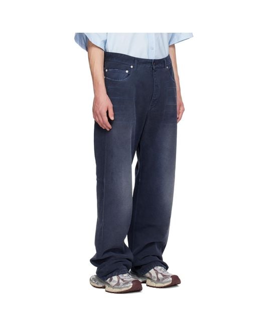 Balenciaga Blue Curved Knee Jeans for men