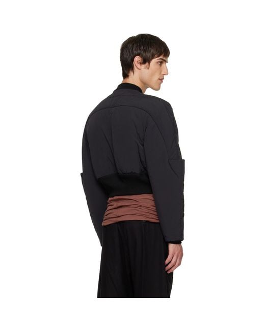 Rick Owens Black Concordians Girdered Down Bomber Jacket for men