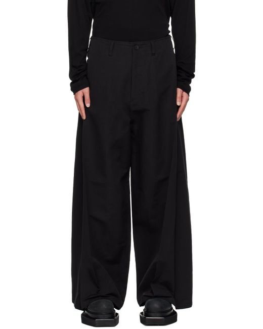 Julius Black Side Tuck Wide Trousers for men