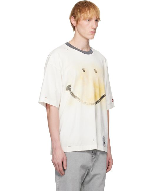 メンズ Maison Mihara Yasuhiro ホワイト Smiley Face プリントTシャツ Natural