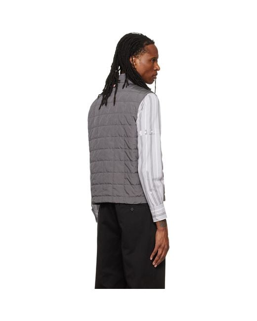 Thom Browne Gray Ripstop Light Weight Down Vest for men