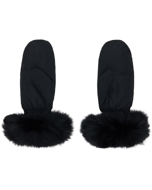 Yves Salomon Black Fox Fur & Down Mittens