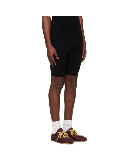 Dries Van Noten Black Rib Knit Biker Shorts for men