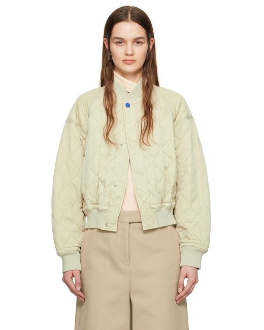Burberry Natural Beige Quilted Bomber Jacket