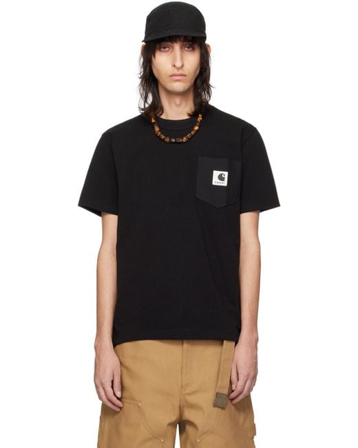 Sacai Black Carhartt Wip Edition T-shirt for men
