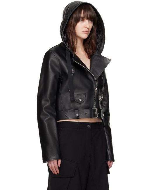 J.W. Anderson Black Hooded Leather Jacket