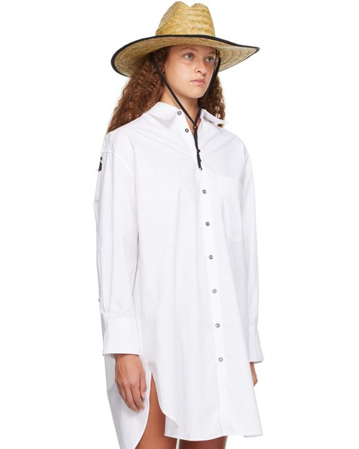 Palm Angels White Beige Woven Beach Hat