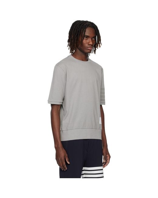 Thom Browne Black Thom E Cotton Jersey 4-bar T-shirt for men