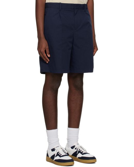A.P.C. Blue . Navy Terry Shorts for men