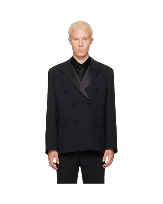 Ernest W. Baker Black Six Button Double Breasted Blazer for men