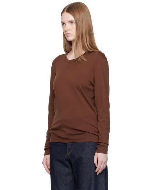 Lemaire ブラウン リブ 長袖Tシャツ Black