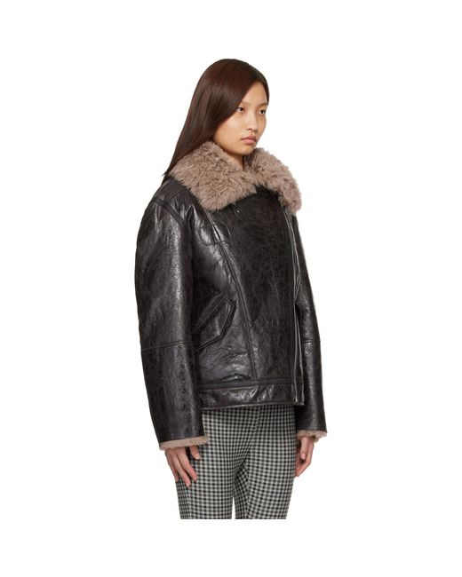 Acne Black Leather Shearling Jacket