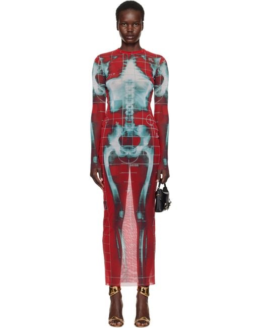 Jean Paul Gaultier Ssense限定 レッド＆ブルー The Squeletor マキシワンピース Red