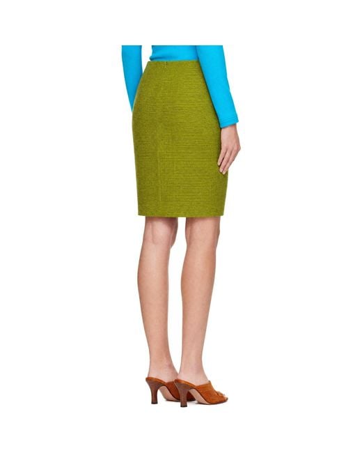 Balmain Yellow Bouclette Tweed Midi Skirt