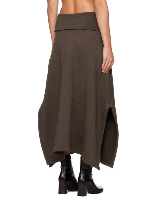 Lemaire ブラウン スリット ミディアムスカート Brown