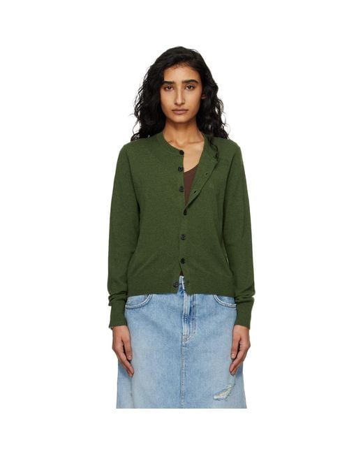 Acne Green Fitted Yak Wool Cardigan