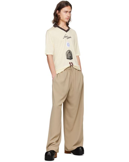 Acne Natural Embroidered Trousers for men
