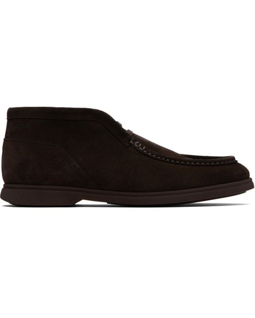 Boss Black Stitching Details Suede Desert Boots for men