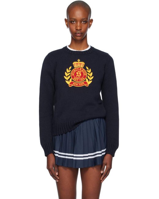 Sporty & Rich Sportyrich ネイビー Ny Crest クルーネックセーター Black