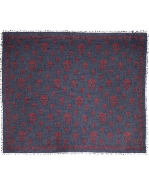 Alexander McQueen Purple Burgundy Ca Skull Scarf for men