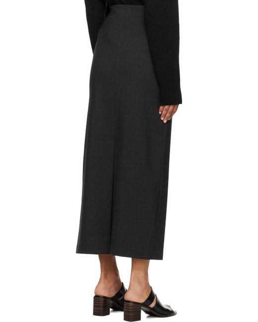 Loulou Studio Black Samos Virgin Wool Midi Skirt