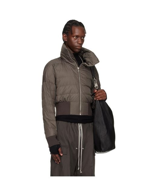 Rick Owens Brown Moncler + Cropped Down Jacket for men
