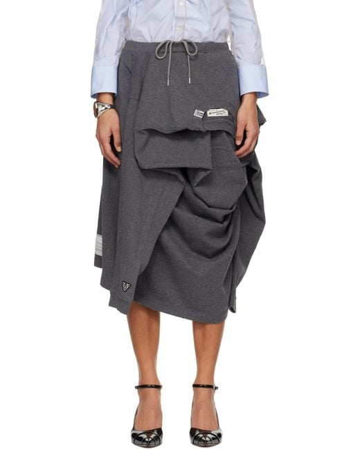 Maison Mihara Yasuhiro Black T-Shirt Reconstructed Midi Skirt