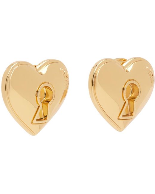 Moschino Black Gold Heart Lock Earrings