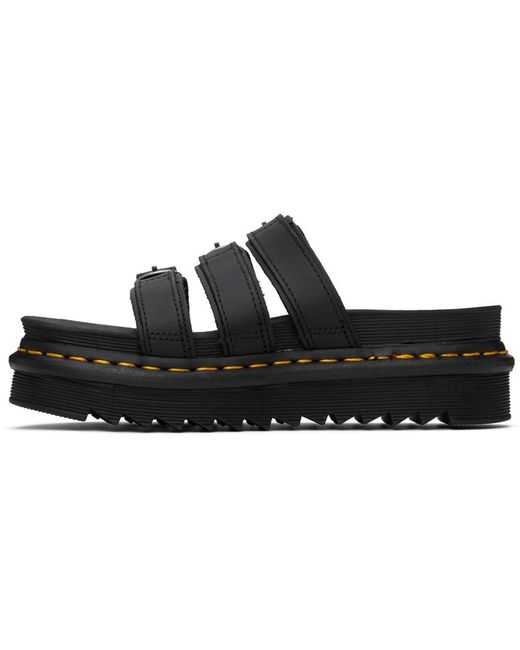 Dr. Martens Black Blaire Leather Slide Sandals
