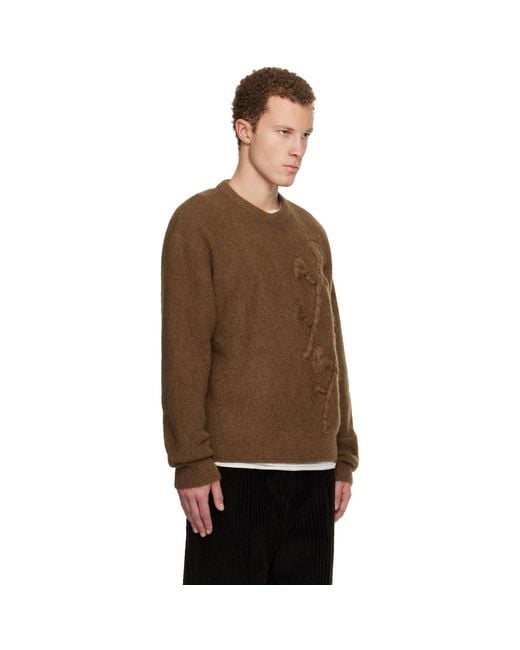 Wooyoungmi Brown Tan Flower Mohair Sweater for men