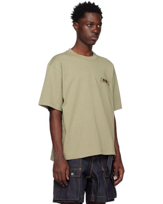 Sacai Multicolor Khaki 'as One' T-shirt for men