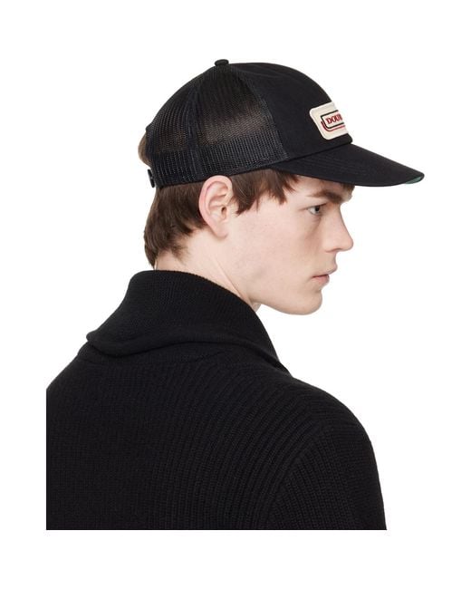 RRL Black Logo-Patch Denim Trucker Cap for men