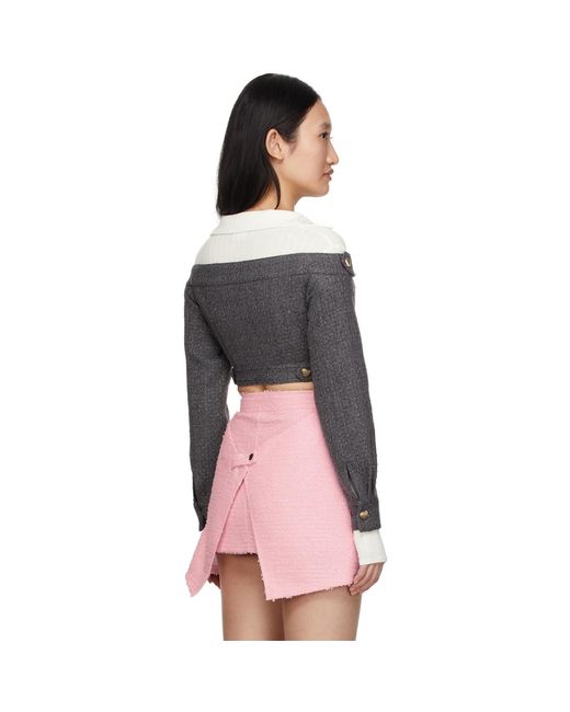 BONBOM Black Cropped Off Shoulder Jacket
