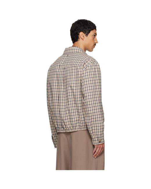Ferragamo Brown Check Bomber Jacket for men