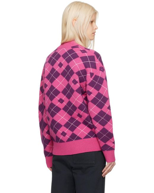 Acne Pink & Purple Argyle Sweater