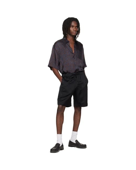 Dries Van Noten Black Viscose Shorts for men