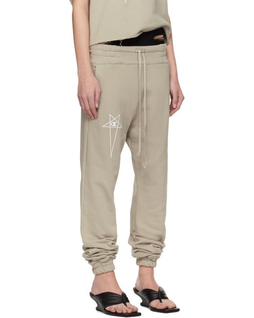 Rick Owens Natural Off- Champion Edition Joggers Sweatpants