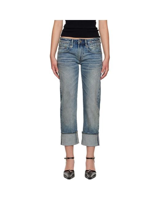 R13 Blue Cuffed Boy Straight Jeans