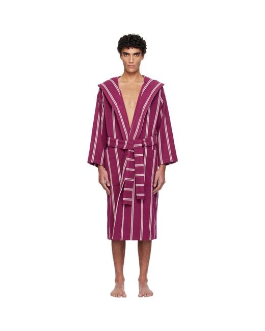 Tekla Red Terry Hooded Bathrobe for men