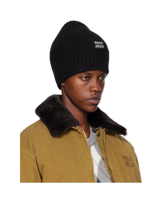 Miu Miu Black Patch Beanie