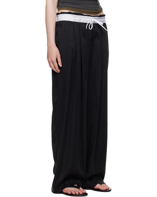Pantalon Drapé Noir À Taille Repliée Alexander Wang en coloris Black