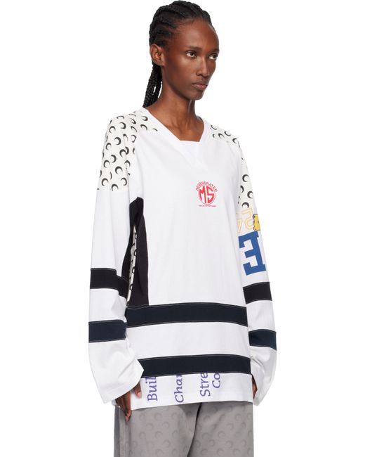 T-Shirt De Hockey À Manches Longues Graphique En Jersey Régénéré MARINE SERRE en coloris White