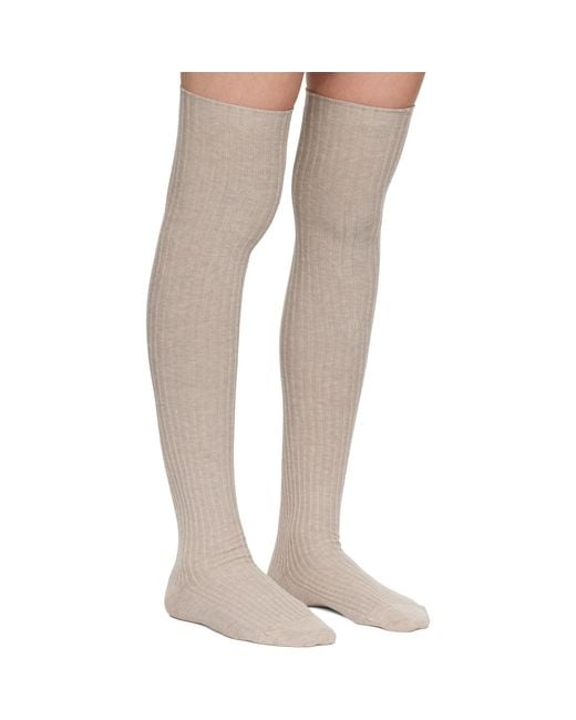 Baserange Brown Organic Cotton Rib Overknee Socks