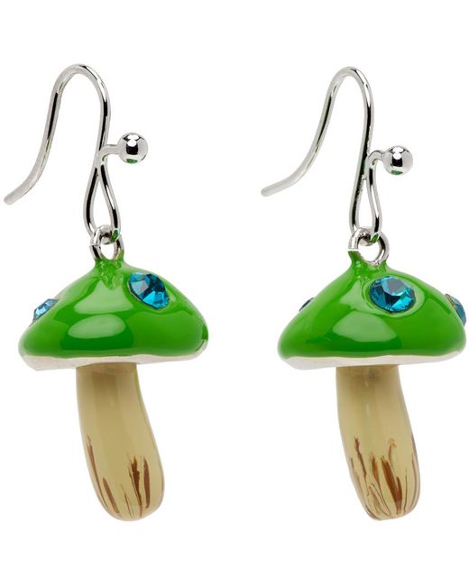 Marni Ssense Exclusive Green Mushroom Earrings for men