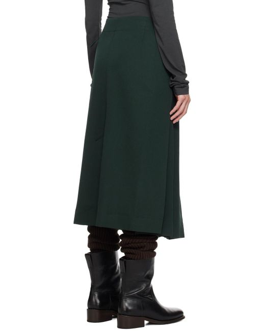 Lemaire Black Pleated Wrap Midi Skirt