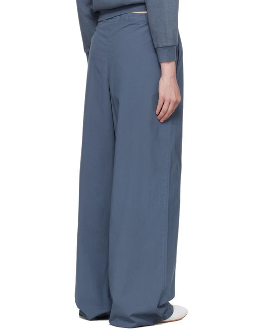 Skims Blue Cotton Poplin Straight Leg Pyjama Pants