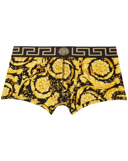 Boxer noir et jaune à motif baroque Versace pour homme en coloris Metallic