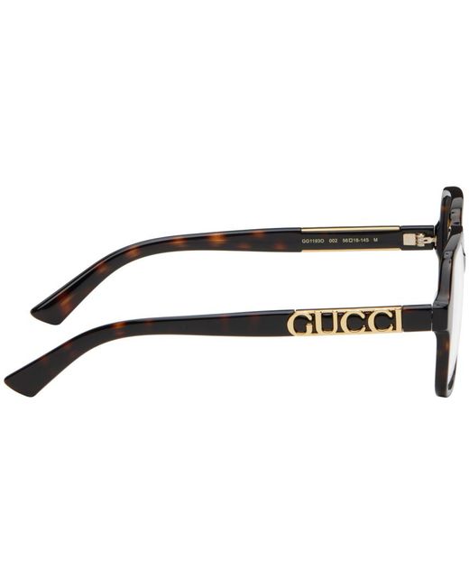 Gucci Black Tortoiseshell Square Glasses