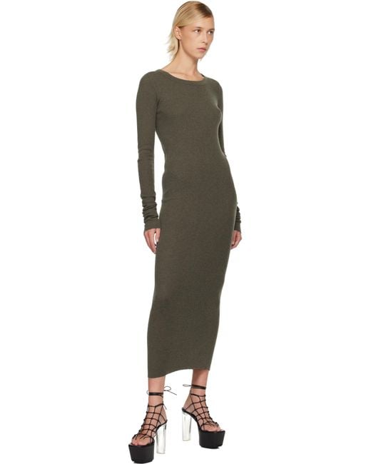 Rick Owens カーキ Concordians Rib Ls ミディアムワンピース Black